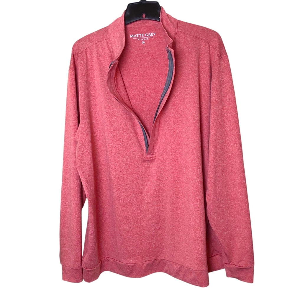 Mens Quarter Zip Size XL Red Heather Pullover Haus Of Grey Hightower Chest 48” - Picture 2 of 8